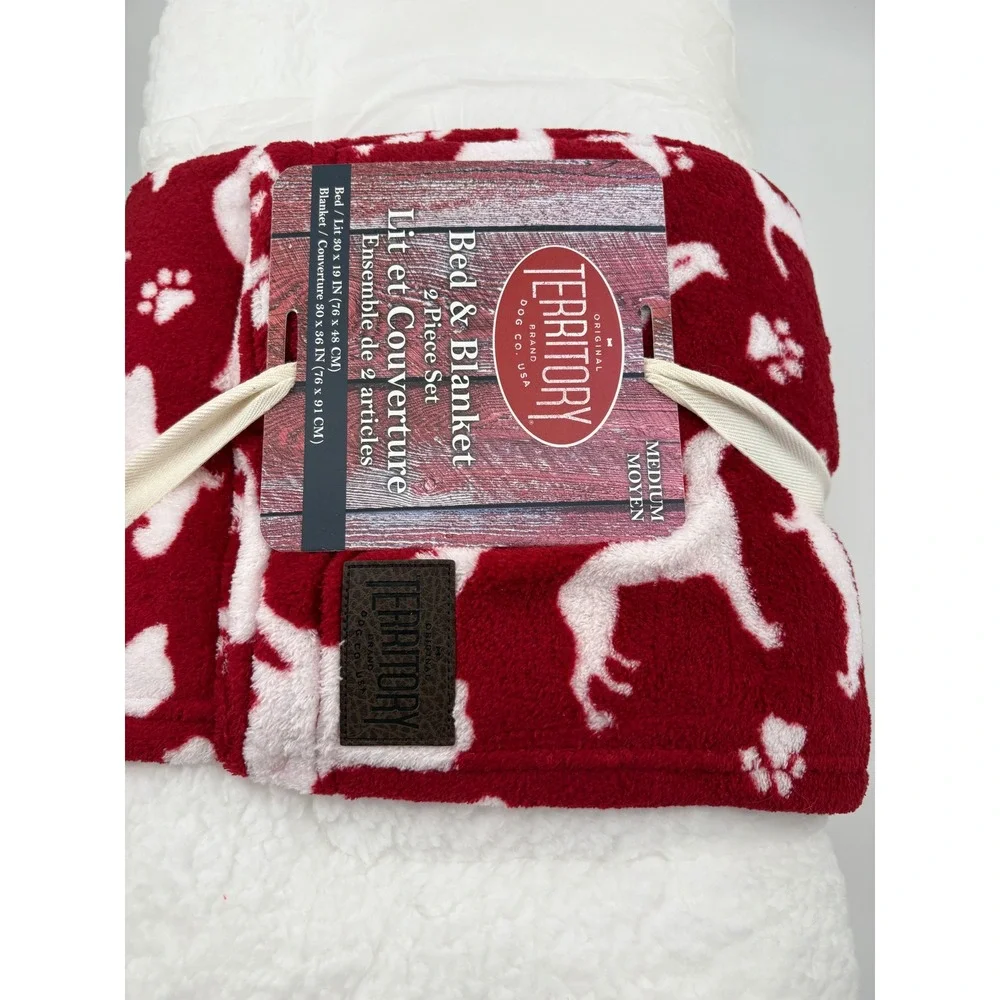 NWT Original Territory Dog Bed Blanket Set Medium EASY WASH Crate Mat & Blanket